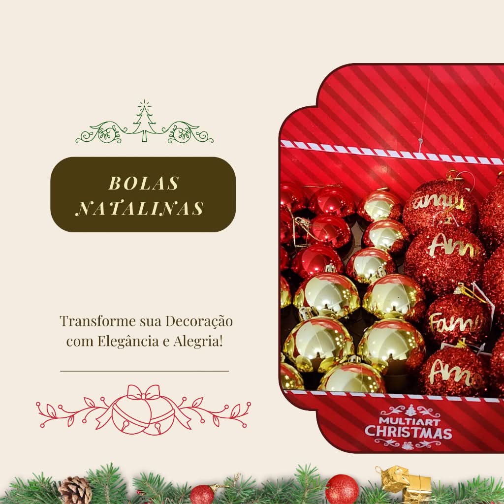 Kit 30 Bolinhas de Natal Decorações 8/6 Cm Conjunto 30 Bolas Coloridas