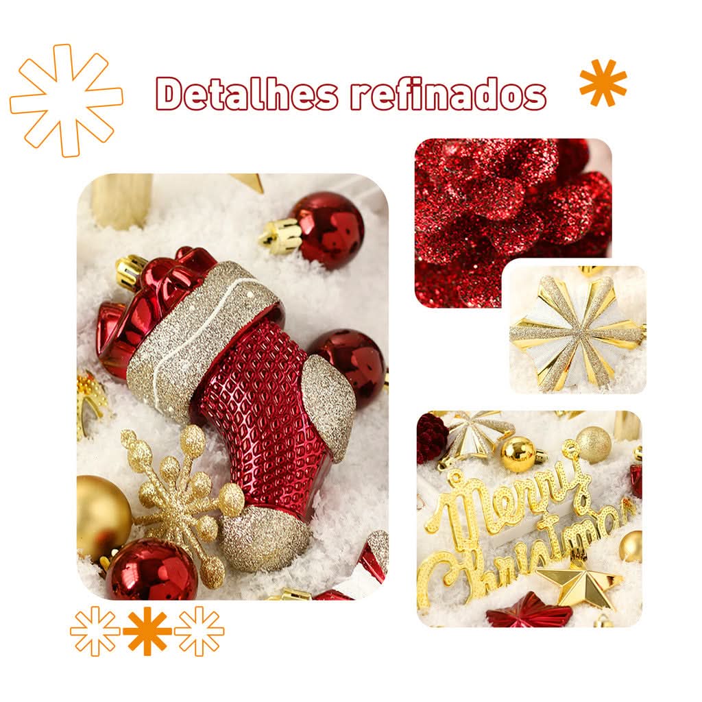 Kit 70 Bolas decoração de natal árvore pendente bolinhas enfeites natalinos casa pisca pisca led