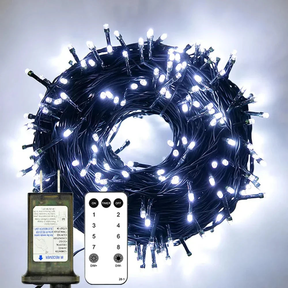 Luzes de Fada LED Impermeáveis - Magia Natalina com Controle Remoto